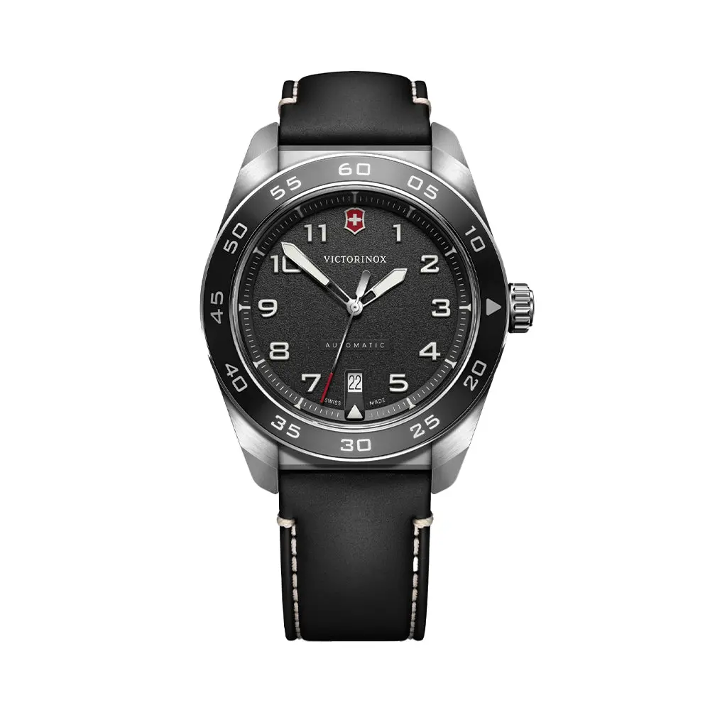 Swiss Army Automatic 42Mm - Black On Black Leather Strap 1