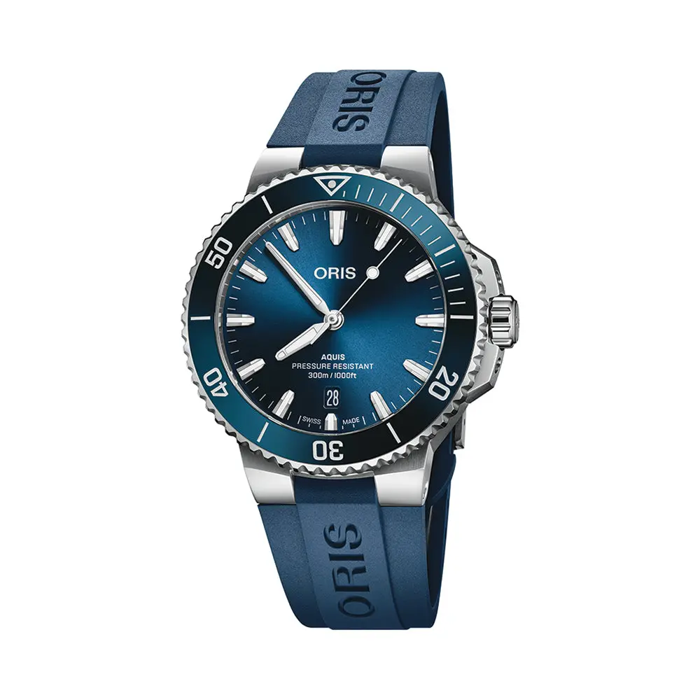 Aquis Date 41.5Mm - Blue On Rubber Strap 1