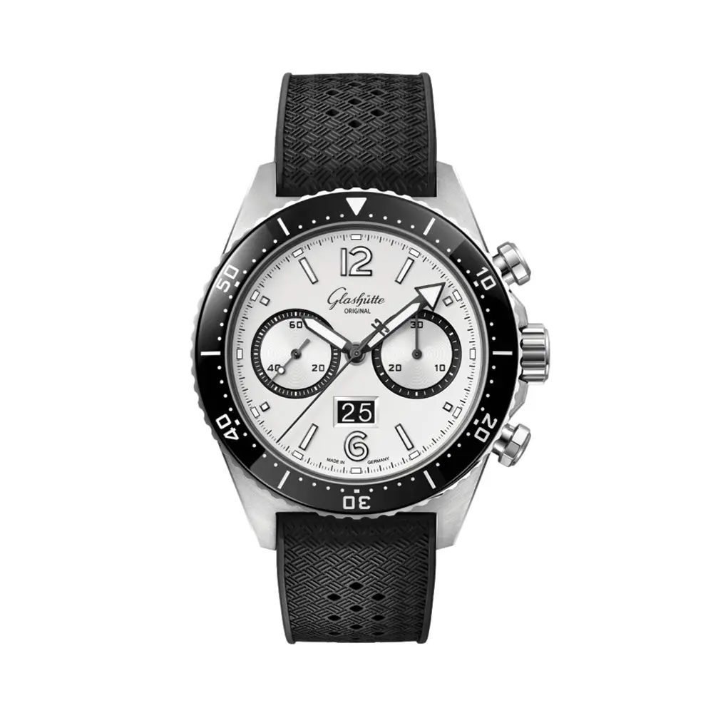 Seaq Chronograph 43.2Mm - Galvanized Silver On Rubber Strap 1
