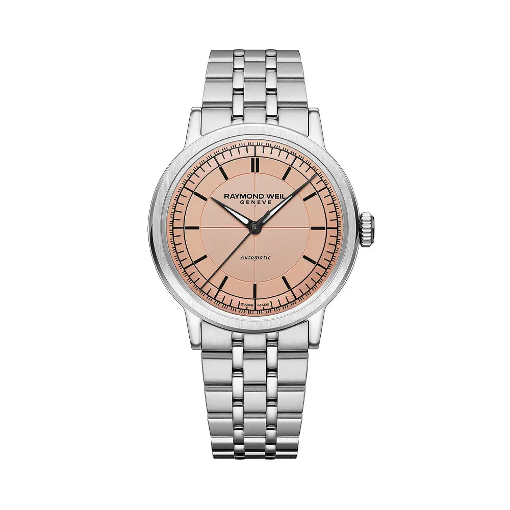 Millesime Men's Automatic Sector Dial 39.5Mm - Salmon On Bracelet 1