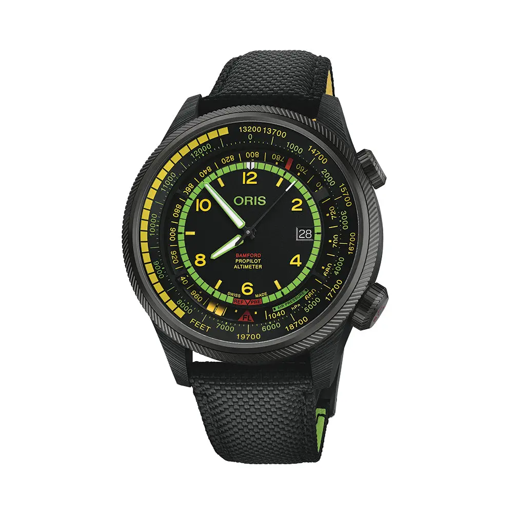 Bamford Limited Edition Propilot Altimeter ‘Mission Control’ 47Mm - Black On Fabric Strap 1