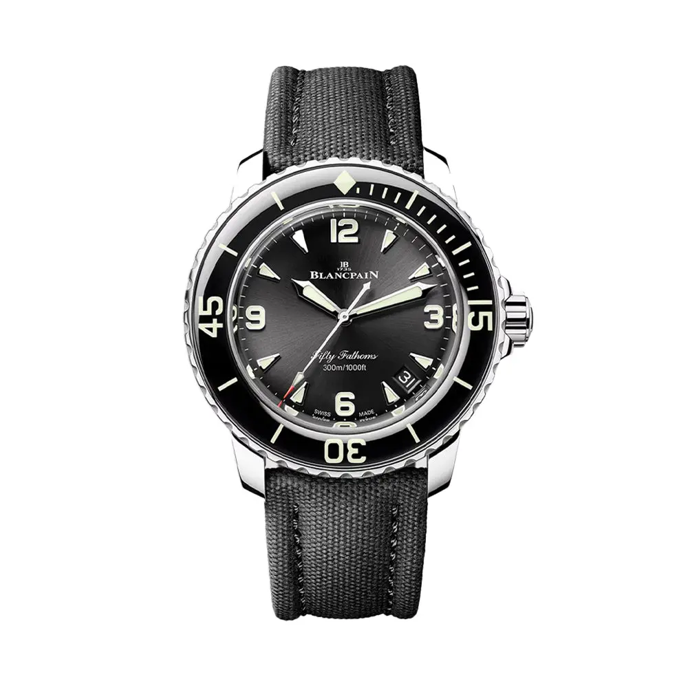 Fifty Fathoms Automatique Steel 42.3Mm - Black On Sail-Canvas Strap 1