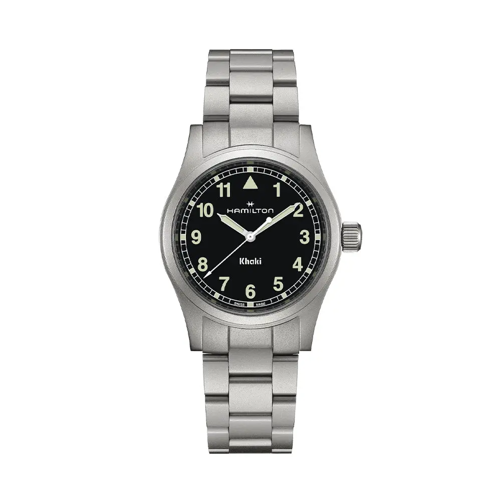 Khaki Field Quartz 38Mm - Black W/ White Numerals On Bracelet 1