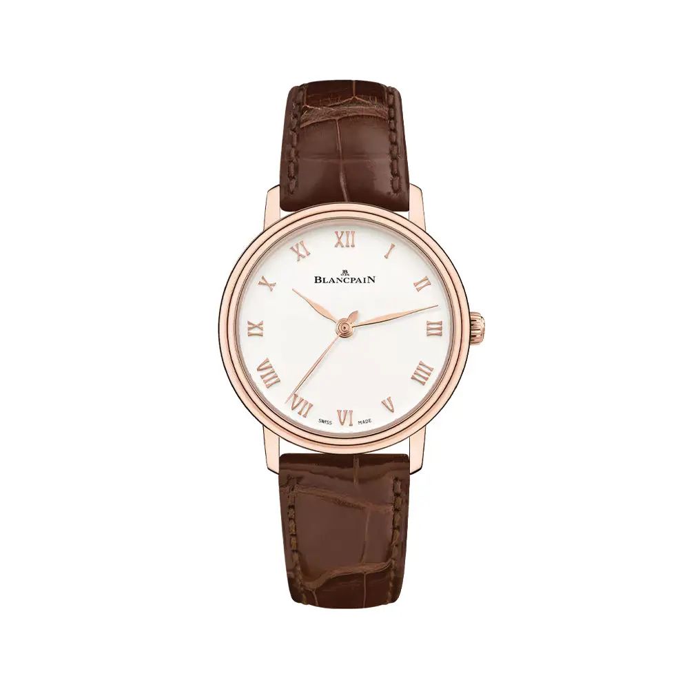 Villeret Ultraplate Red Gold 29Mm - White On Leather Strap 1