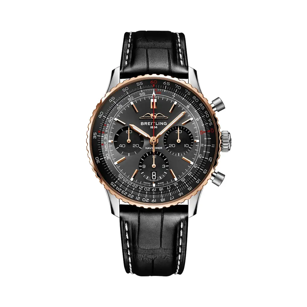 Navitimer B01 Chronograph Limited Edition Steel And 18K Red Gold 43Mm - Black On Leather Strap 1