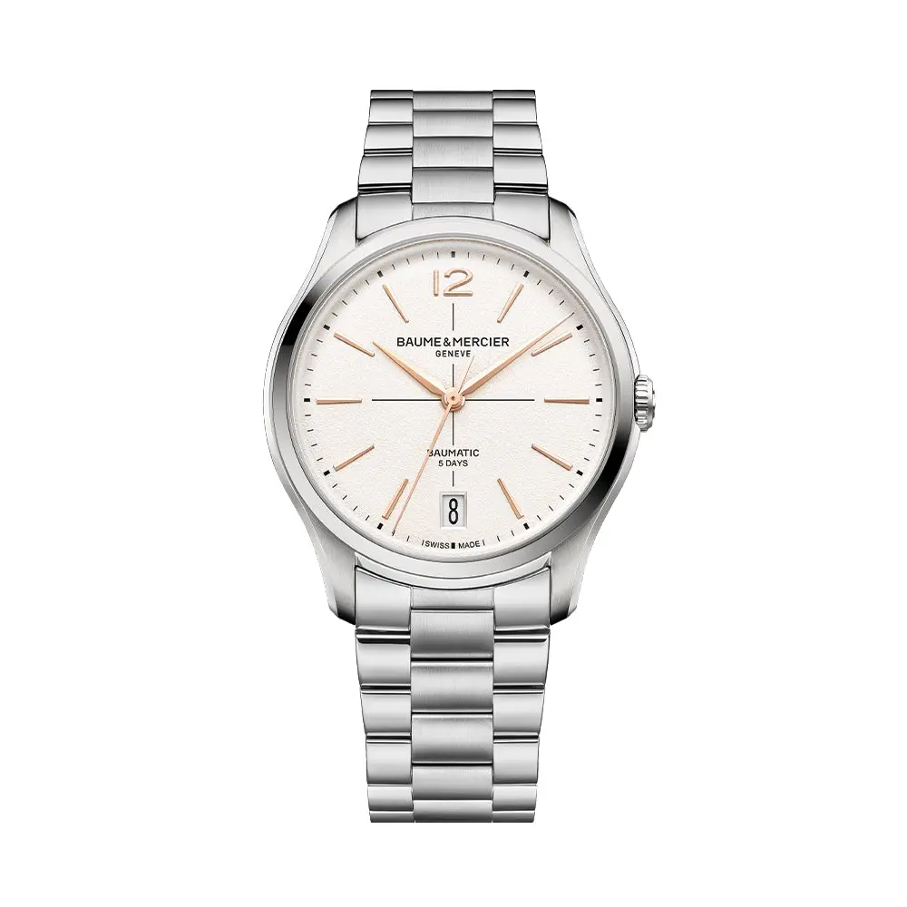 Clifton Round Baumatic 39Mm - White On Bracelet 1