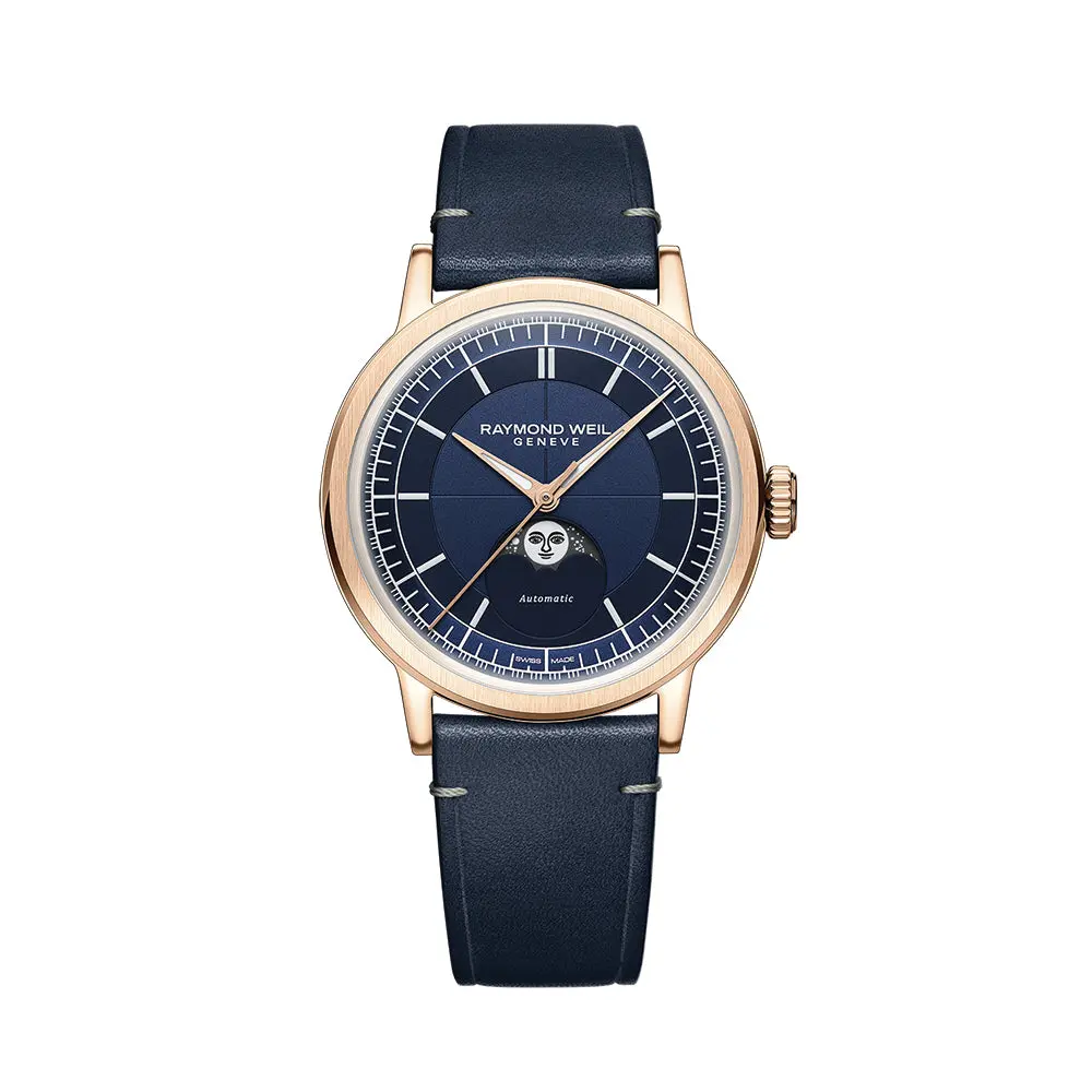 Millesime Automatic Moonphase Rose Gold Pvd 39.5Mm - Midnight Blue On Leather Strap 1