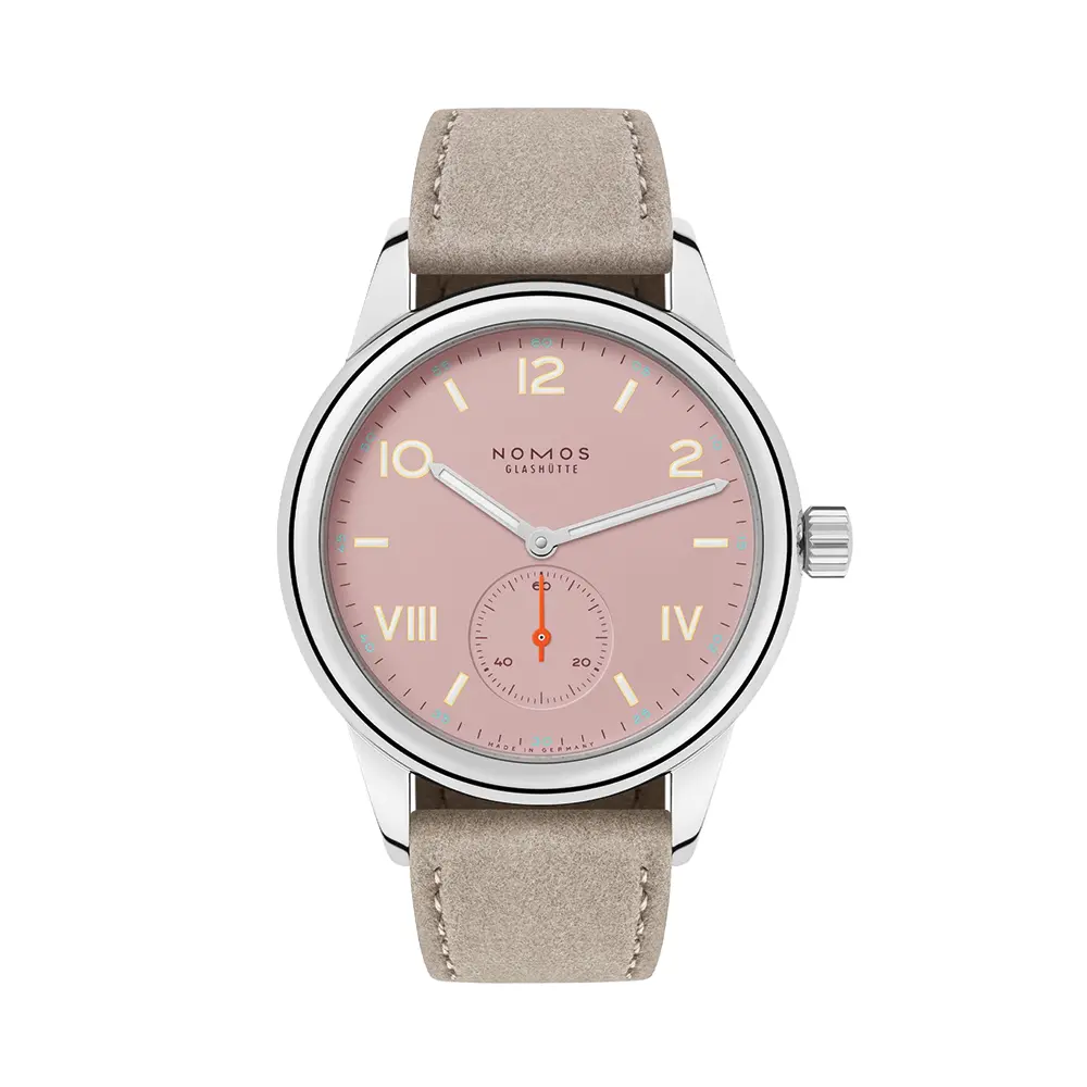 Club Campus Glass Back 36Mm - Rose On Leather Strap 1