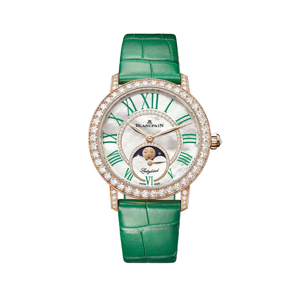 Ladybird Colors Phases De Lune Red Gold 34.9Mm - White, Mother-Of-Pearl On Leather Strap 1
