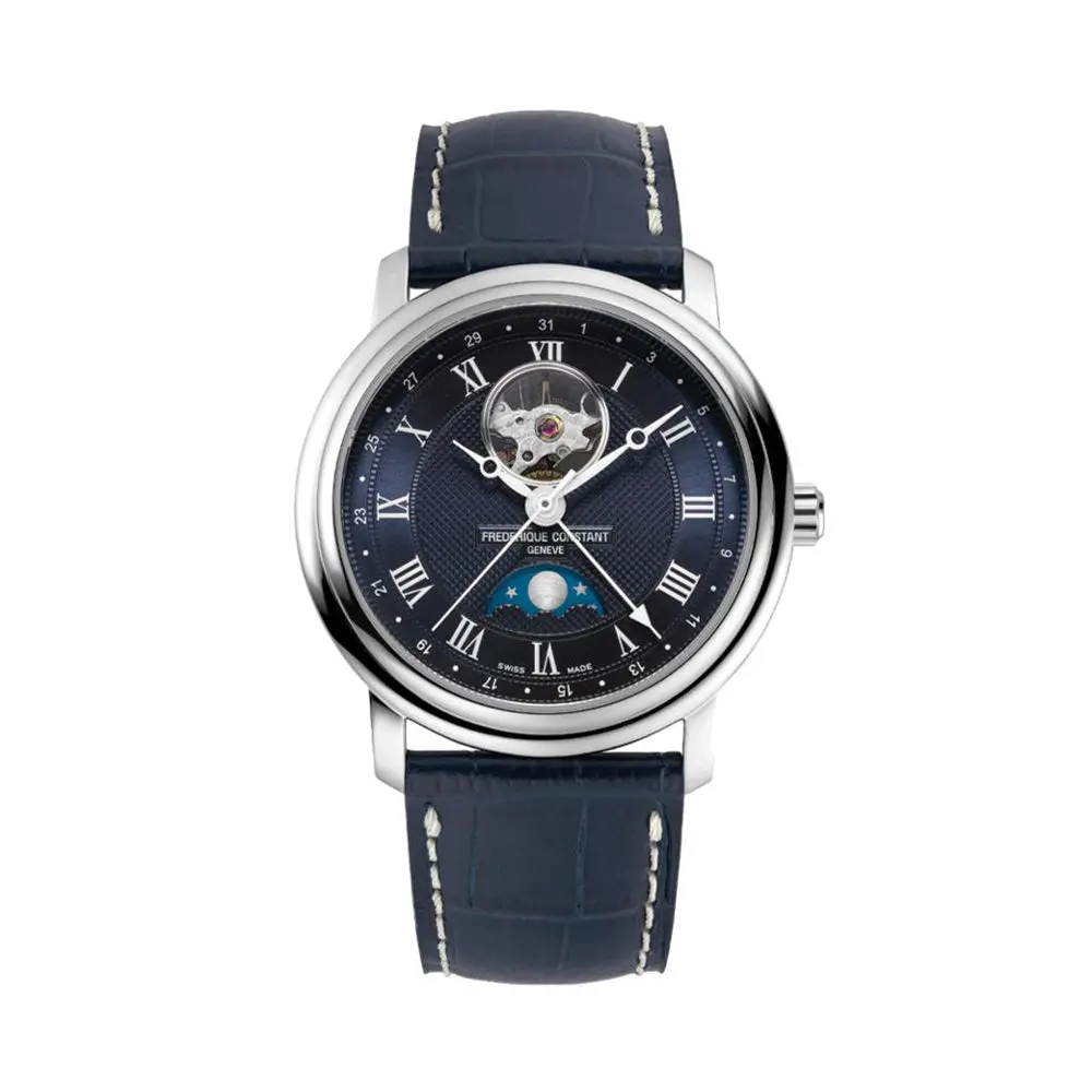 Classics Heart Beat Moonphase Date 40Mm - Blue On Leather Strap 1