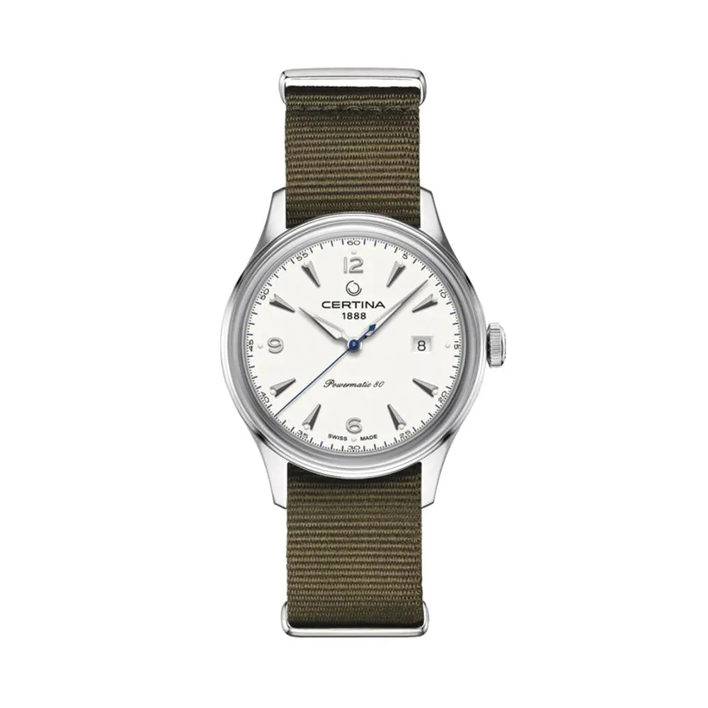 Ds Powermatic 80 41Mm - Silver On One-Piece Fabric Strap 1