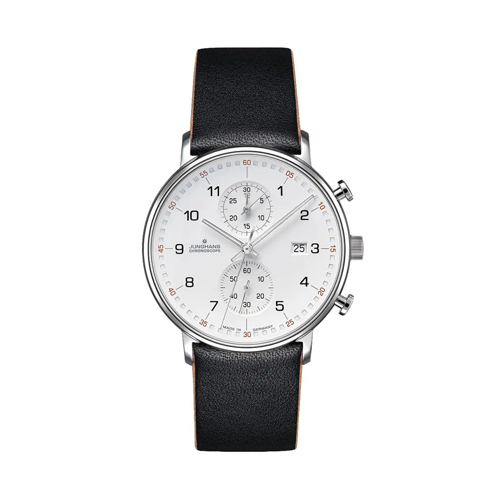 Form C Chronograph W/ Numerals 40Mm - White On Leather Strap 1