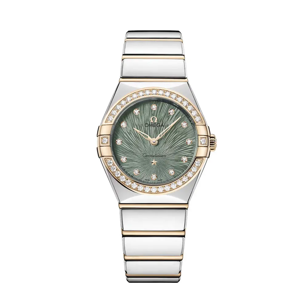 Constellation Diamonds Quartz Steel And Moonshine Gold 28Mm - Green On Bracelet 1