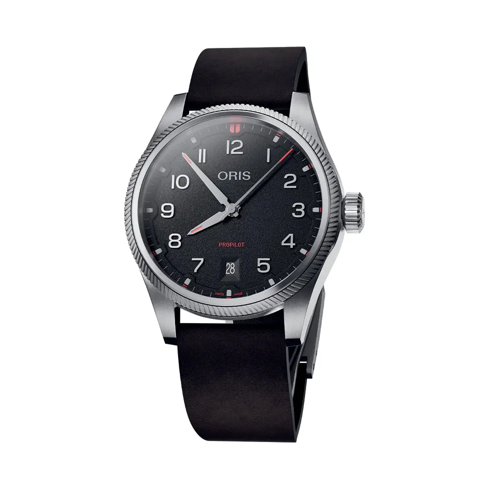 Propilot Date 41Mm - Black On Leather Strap 1