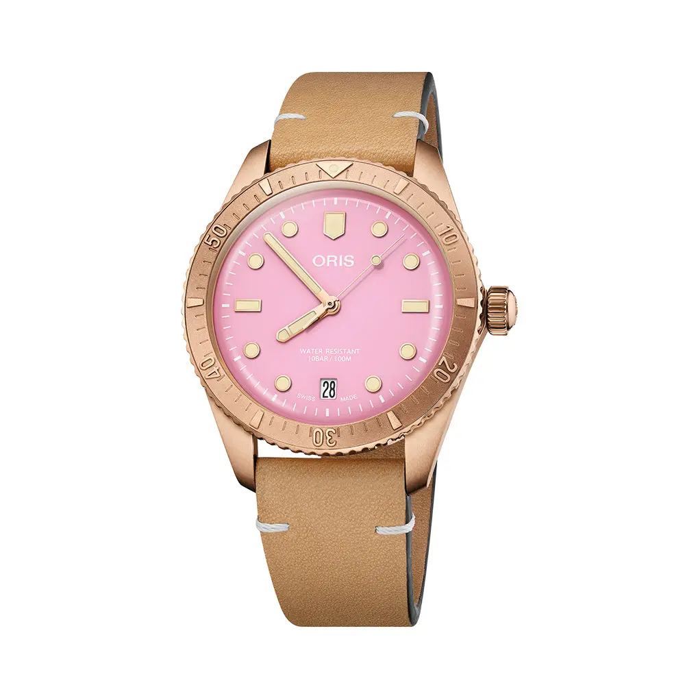 Divers Sixty‑Five 'Cotton Candy' 38Mm - Pink On Leather Strap 1