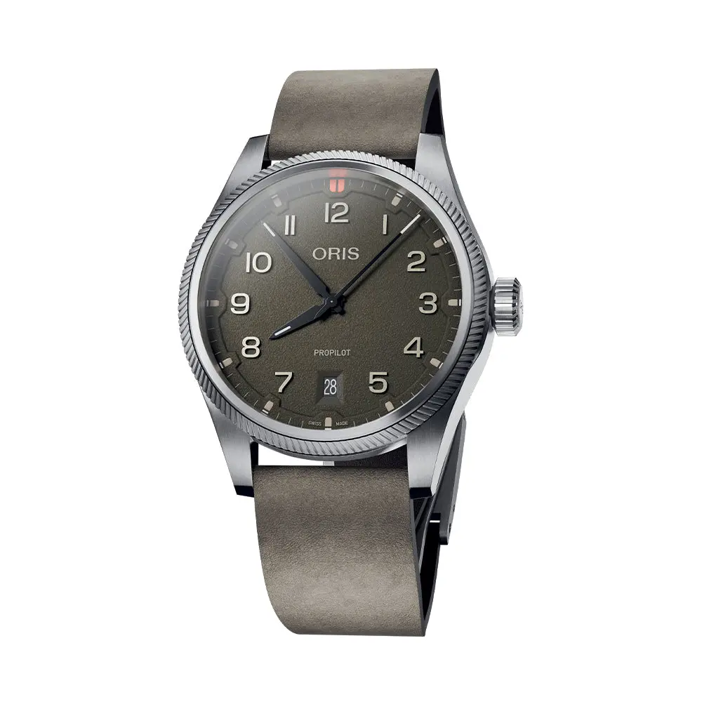 Propilot Date 41Mm - Moss Green On Leather Strap 1