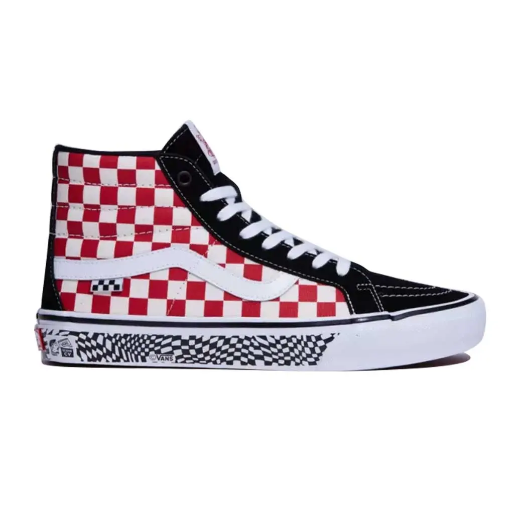 Vans Skate Sk8-Hi Reissue Grosso '84 Shoes - Black/Red Checker 2