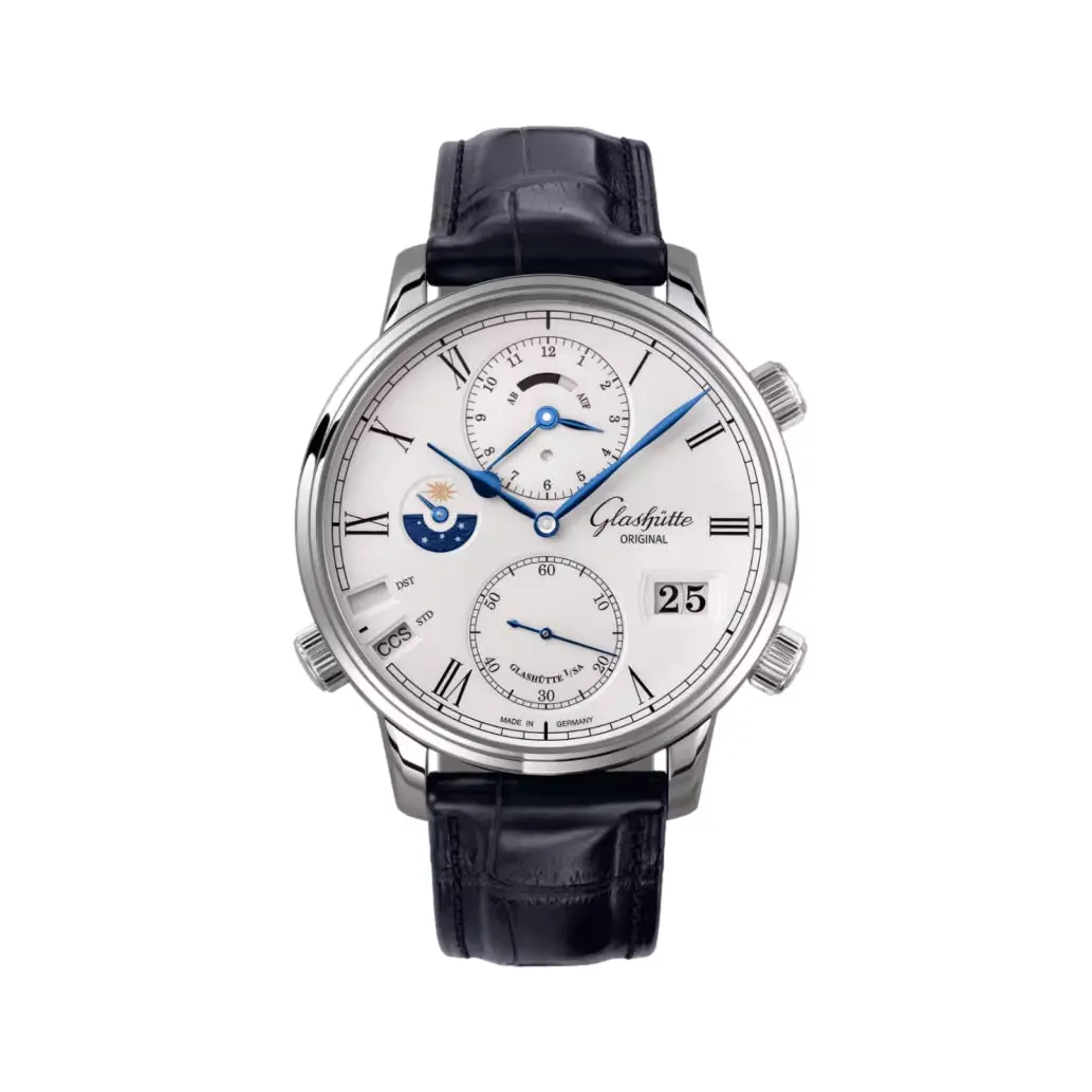 Senator Cosmopolite Automatic White Gold 44Mm - Silver On Leather Strap 1