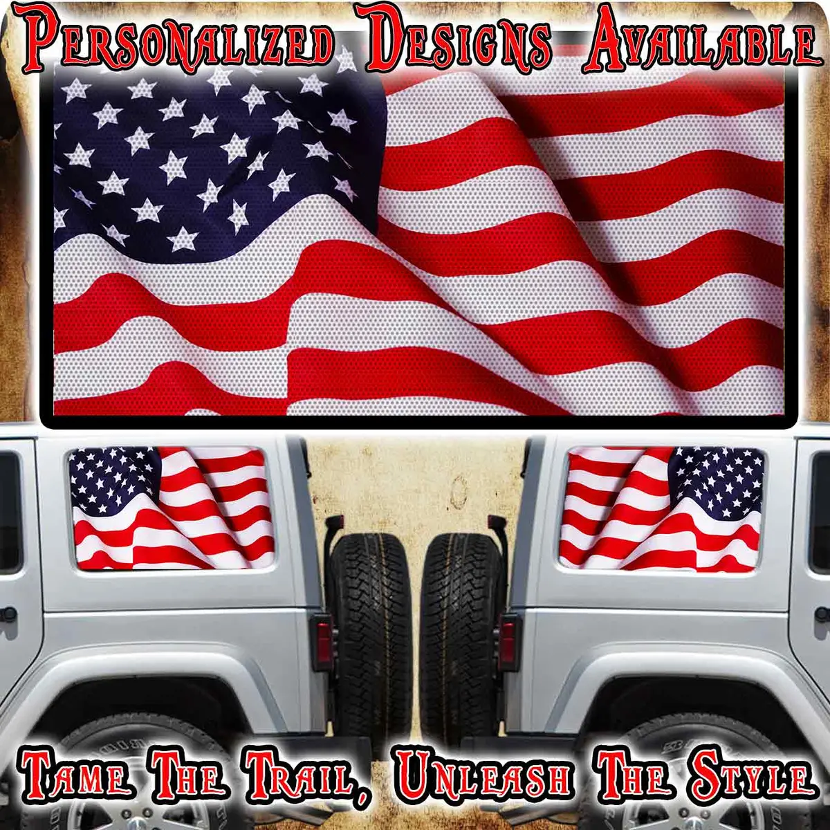 Americain Flag Rear Quarter Window See Through Graphic. 1