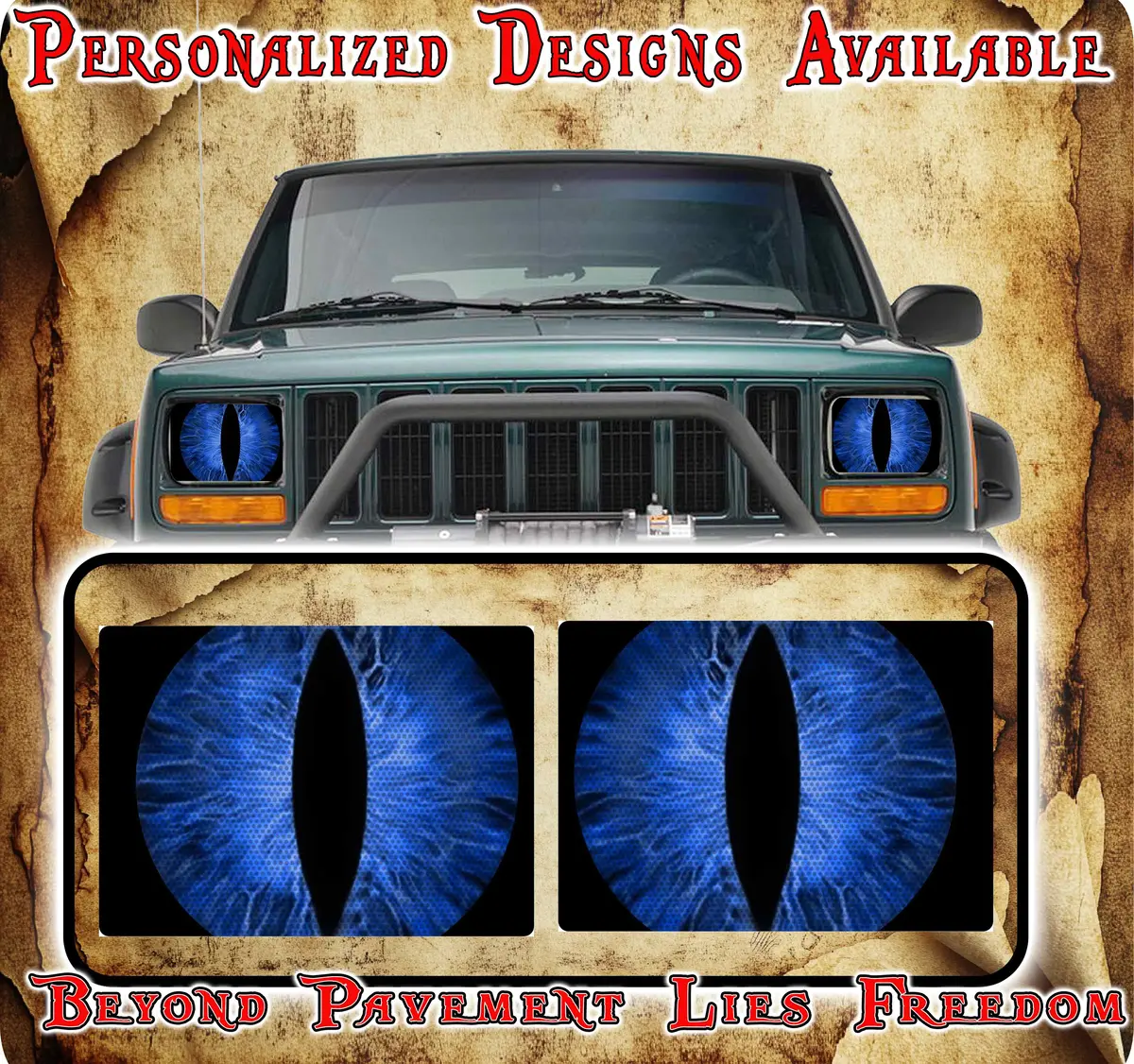 Blue Cat  Eye Decals For Yj Or 5X7 Headlights 1