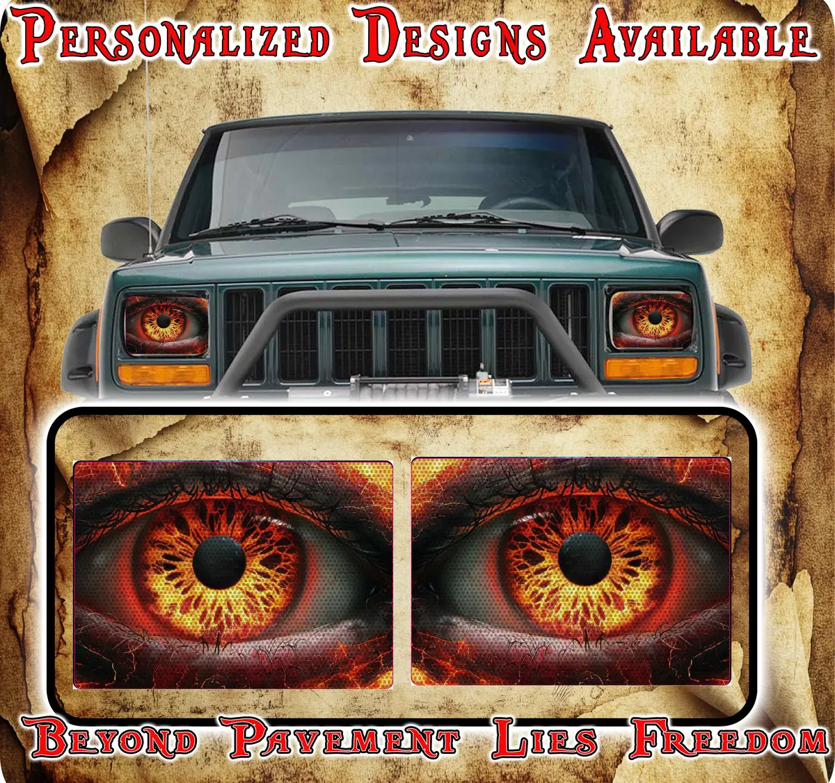 Fire Eyes Scales Decals For Yj Or 5X7 Headlights 1