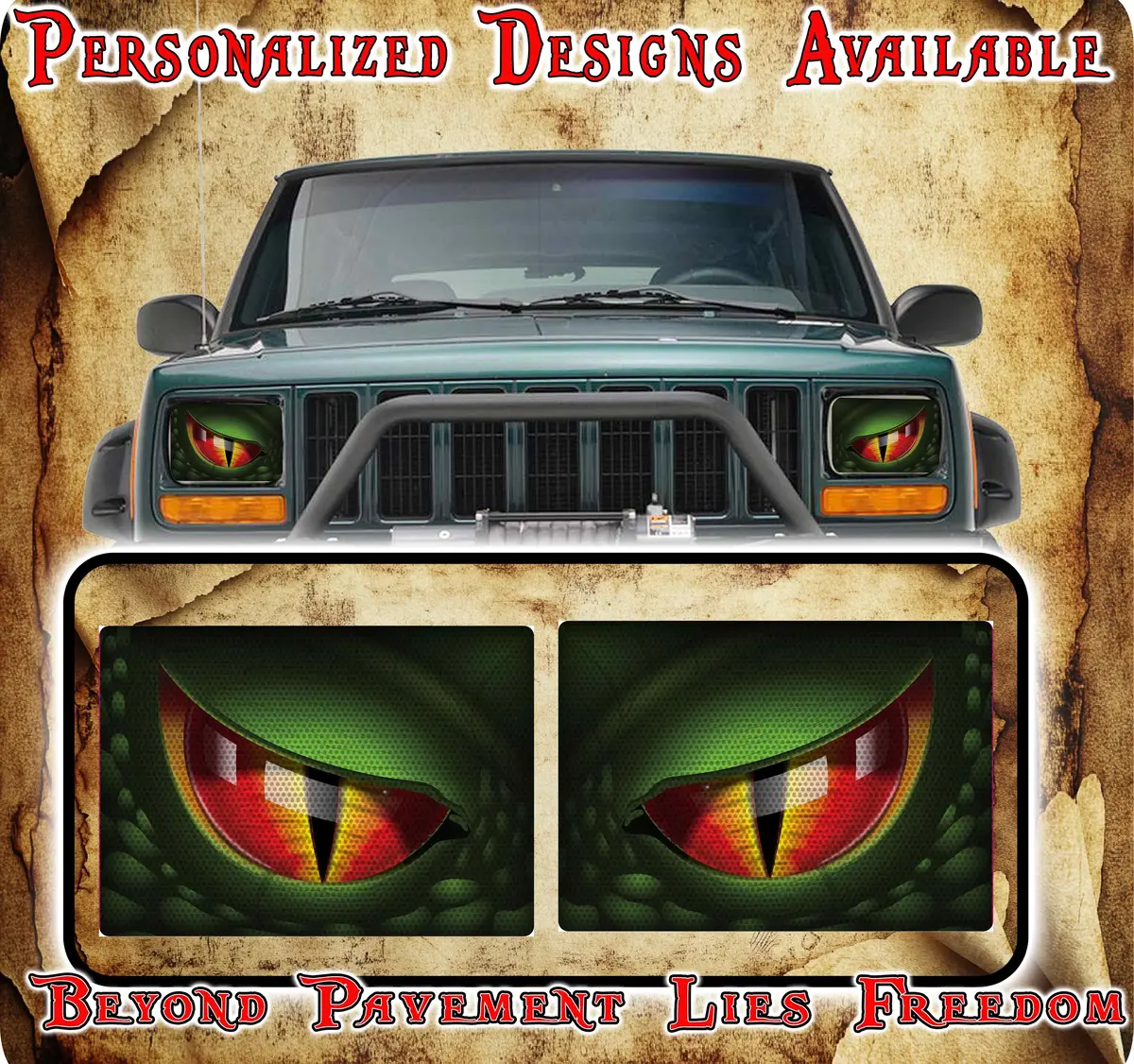 Dino Eye Decals For Yj Or 5X7 Headlights 1