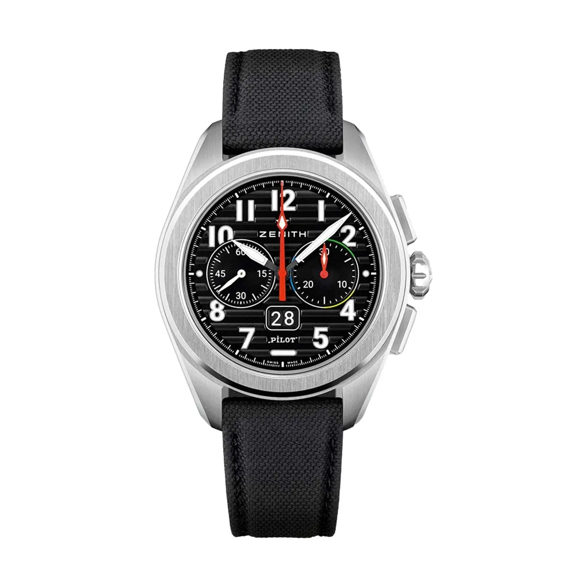 Pilot Chronograph Flyback Big Date 42.5Mm - Black On Codura-Effect Rubber Strap And Extra Leather Strap 1