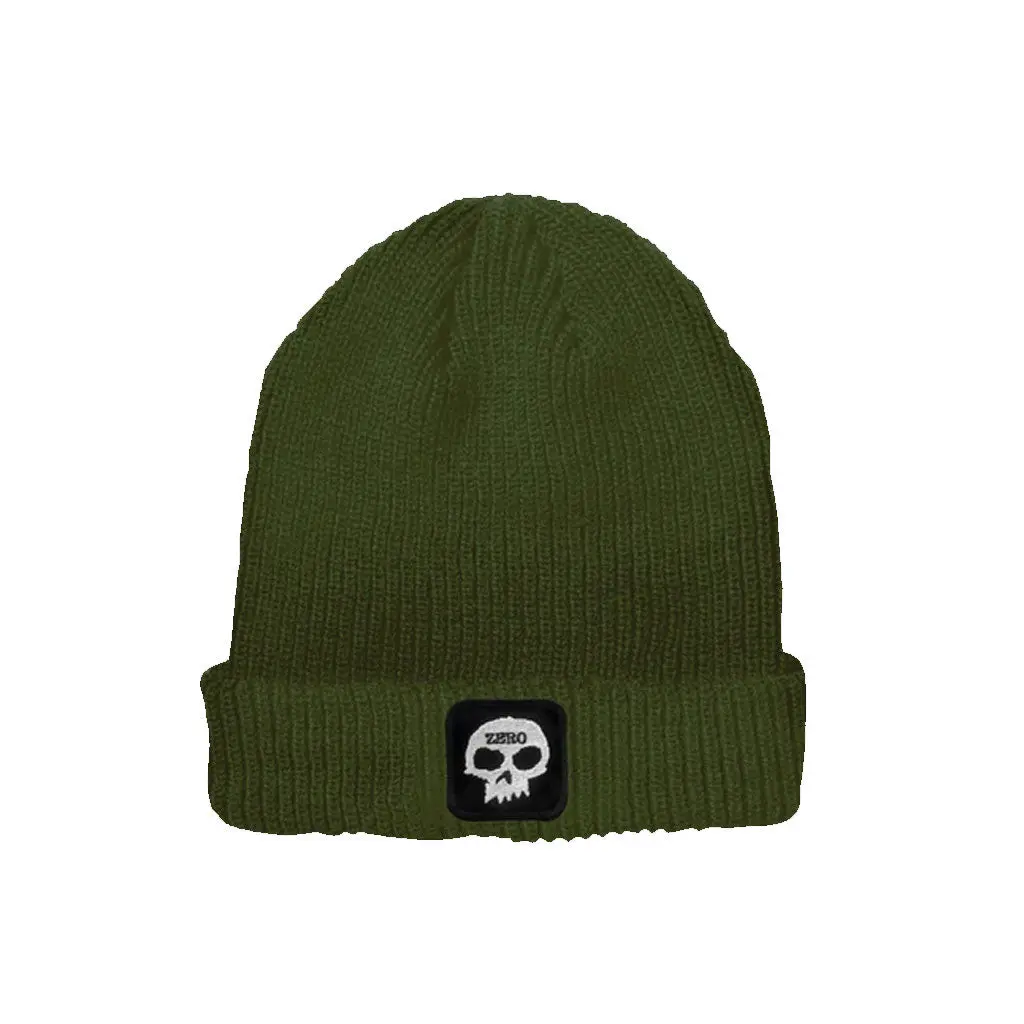 Zero Single Skull Patch Beanie - Olive 1