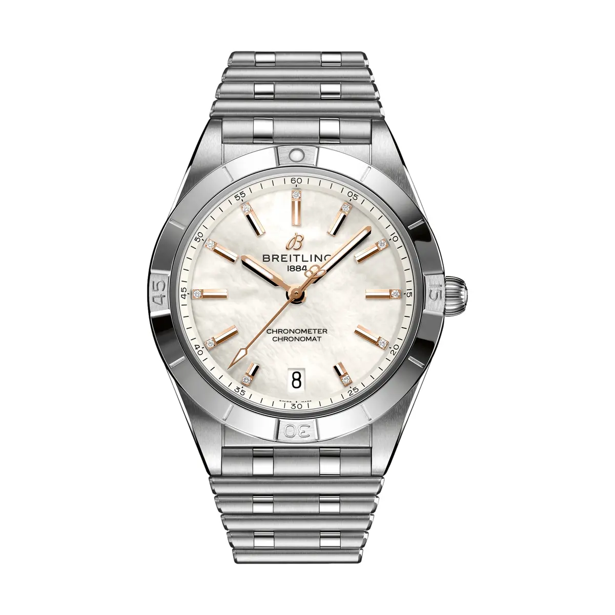 Chronomat Automatic 36Mm - White, Mother-Of-Pearl W/ Diamonds On Bracelet 1