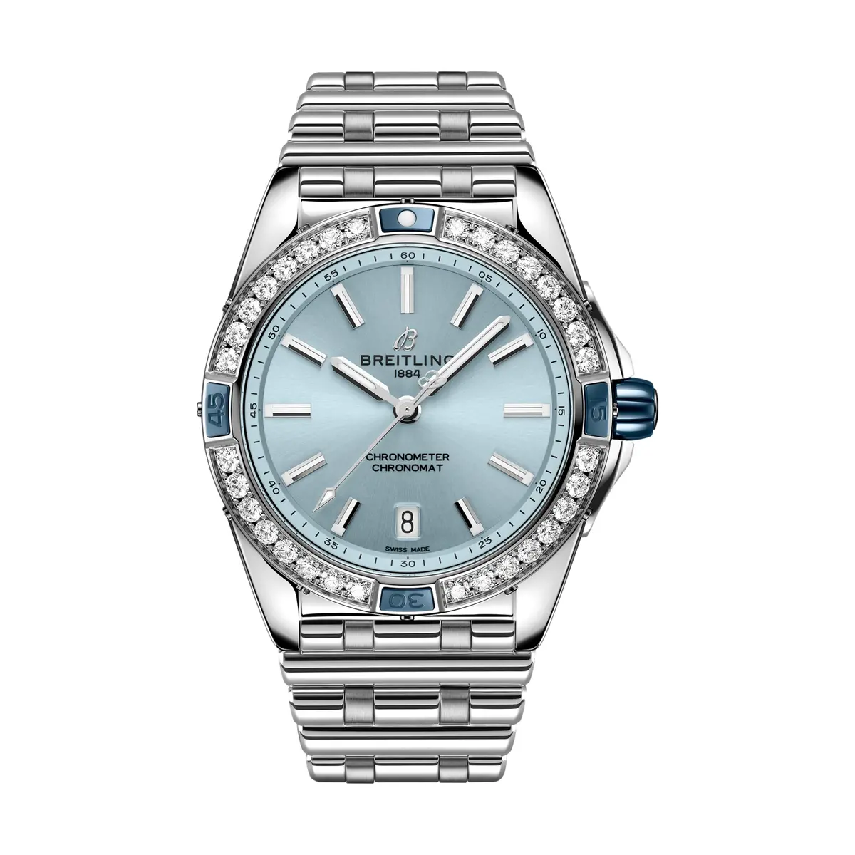 Super Chronomat Automatic 38Mm - Blue With Diamonds On Bracelet 1