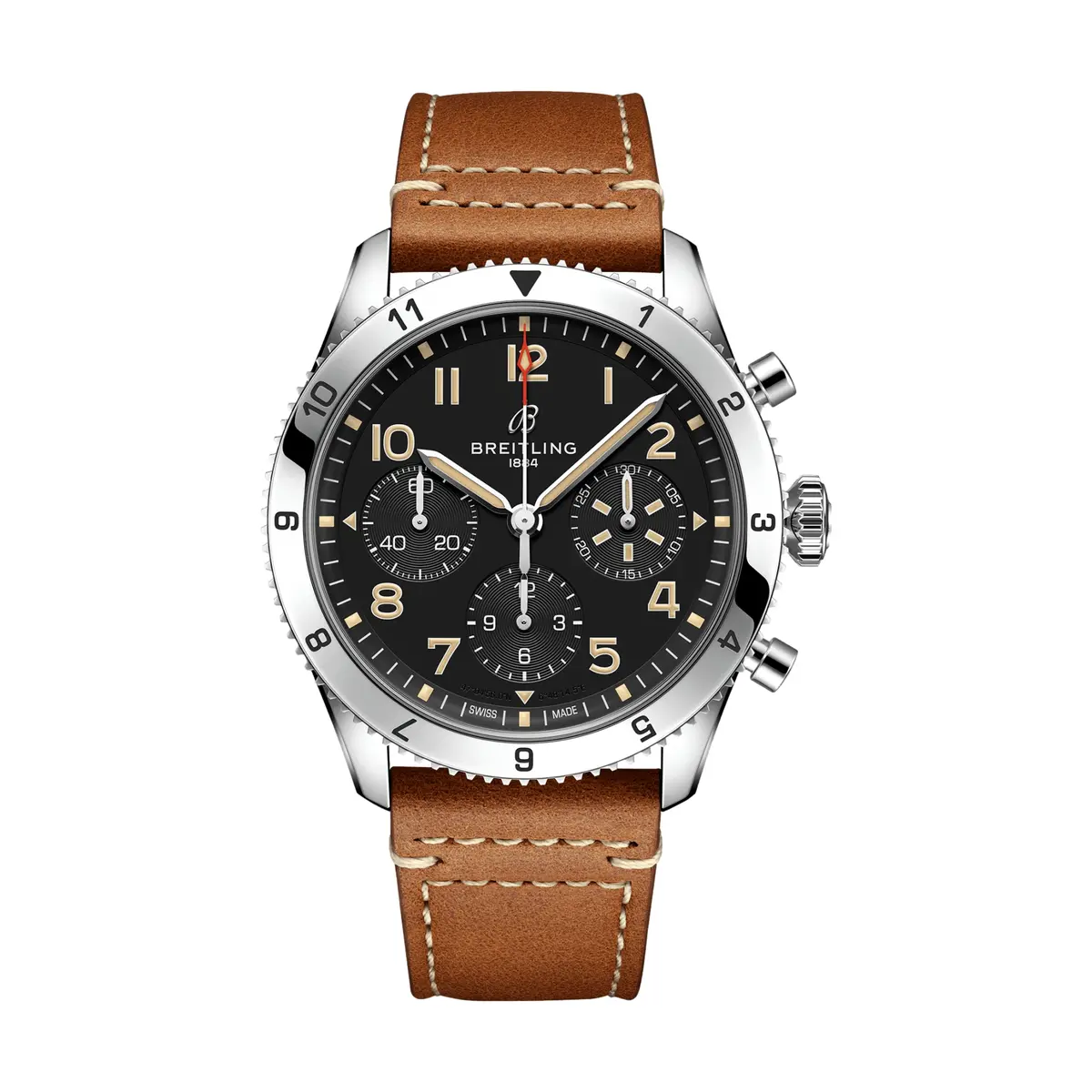 Classic Avi Chronograph 42Mm P-51 Mustang - Black On Leather Strap 1