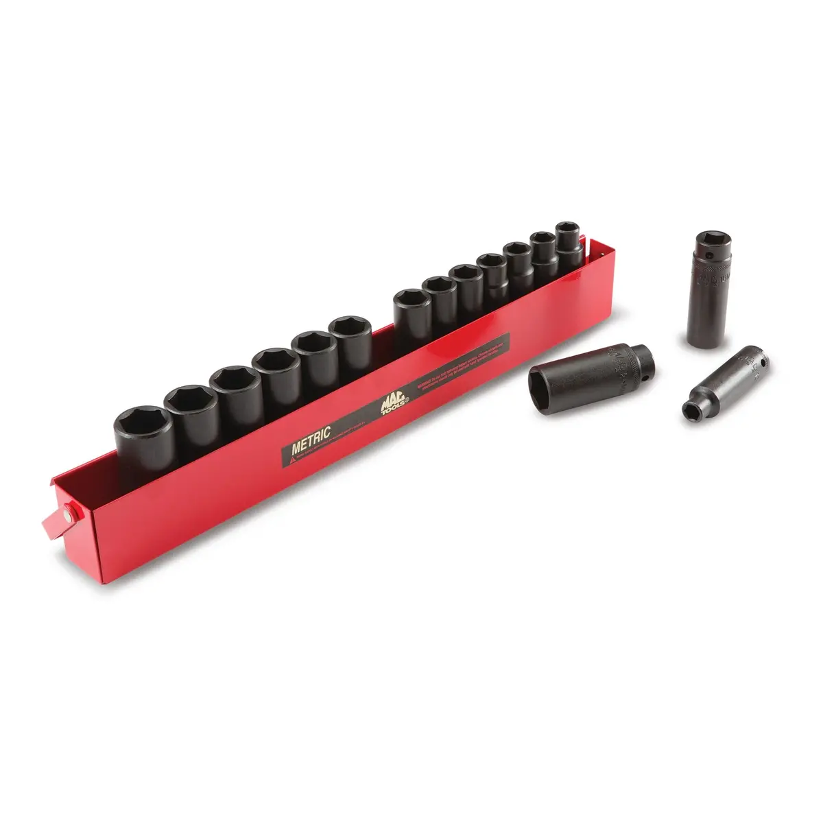 16-Pc. 1/2" Drive Metric Deep Impact Socket Set - 6-Pt. 1