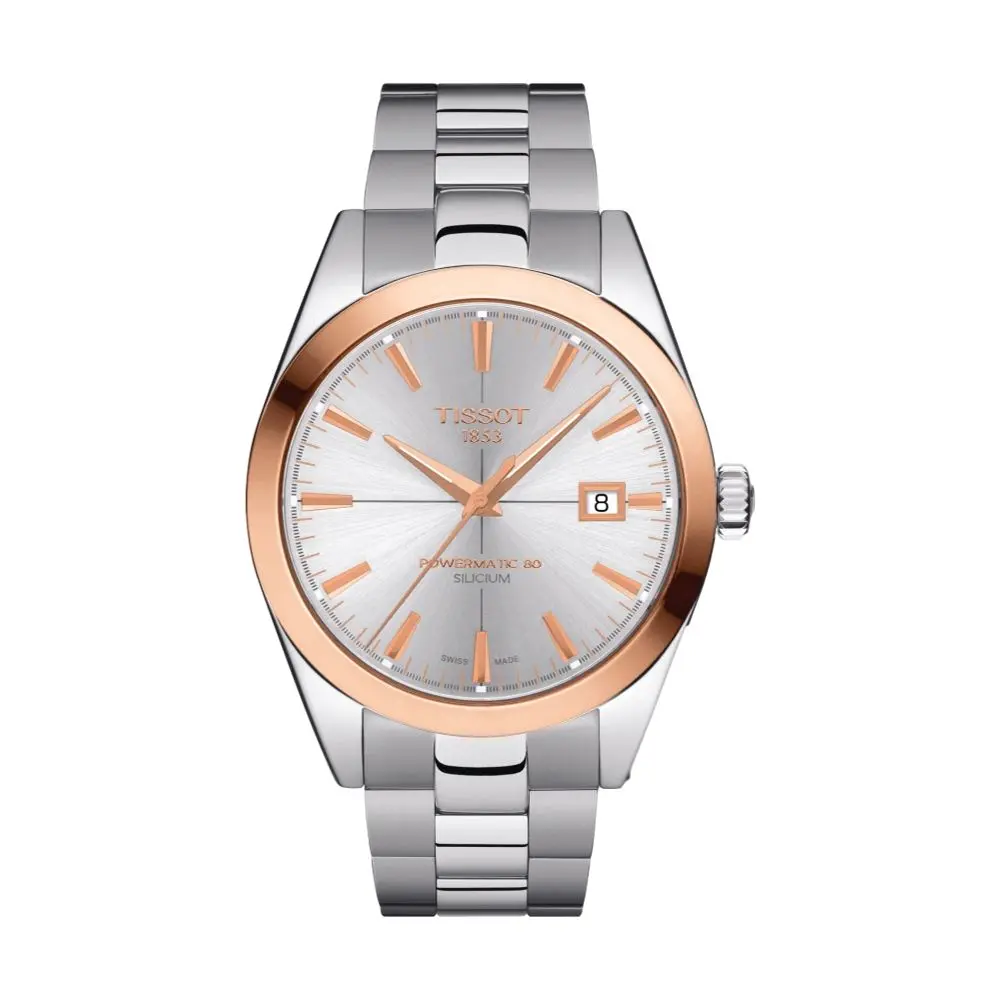 Gentleman Powermatic 80 Silicium Solid 18K Gold Bezel 40Mm - Silver On Bracelet 1