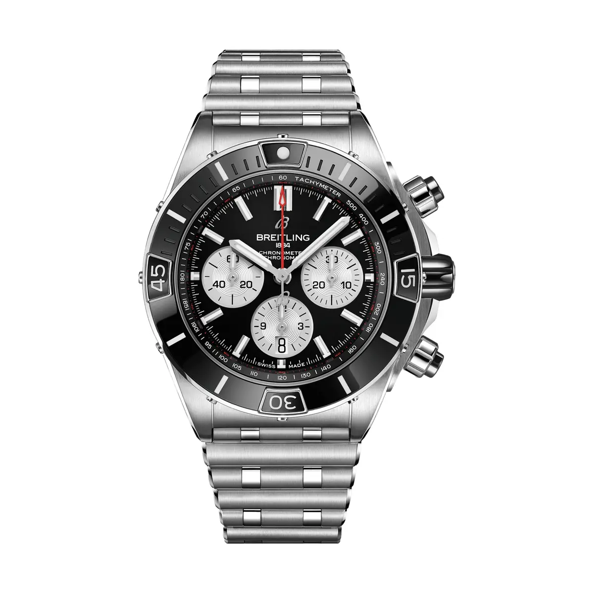 Super Chronomat B01 44Mm - Black On Stainless Steel 1