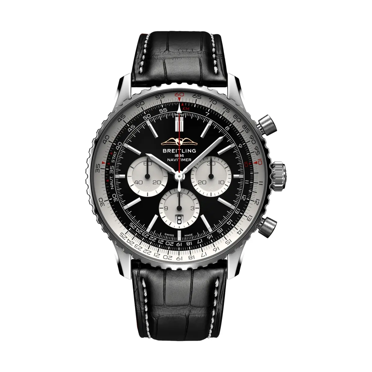 Navitimer B01 Chronograph 46Mm - Black On Leather Strap 1