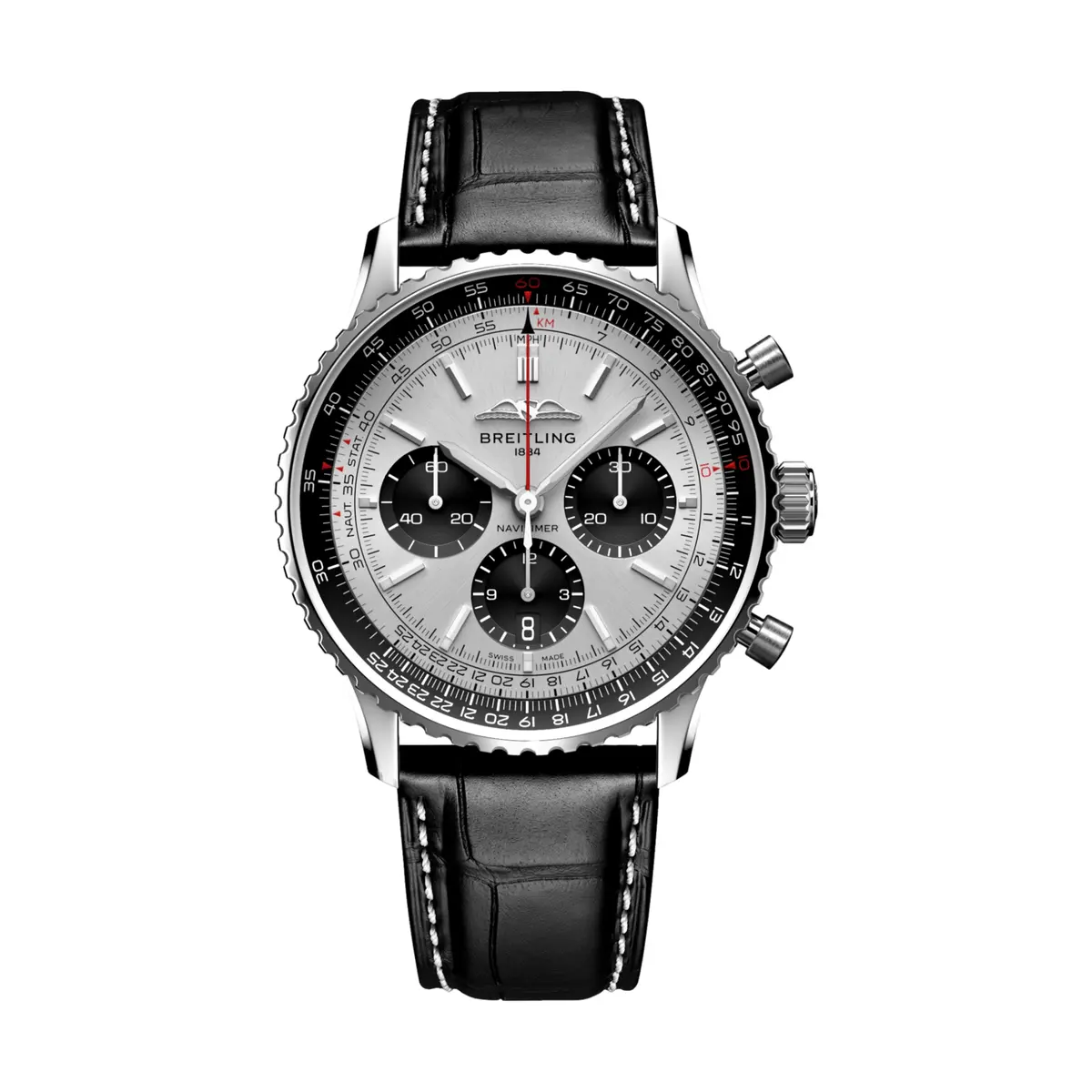 Navitimer B01 Chronograph 43Mm - Silver On Leather Strap 1