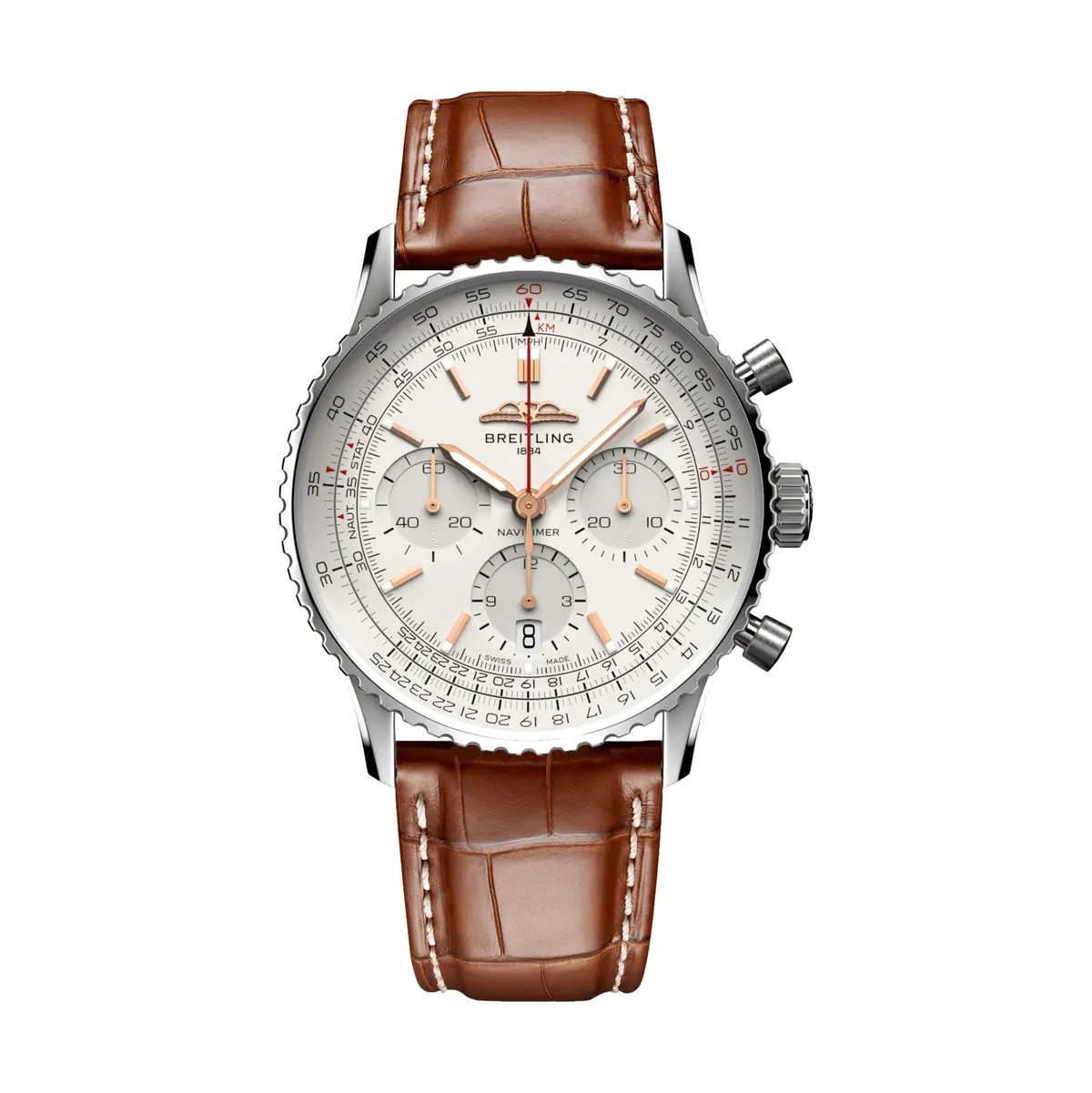 Navitimer B01 Chronograph 41Mm - White On Leather Strap 1