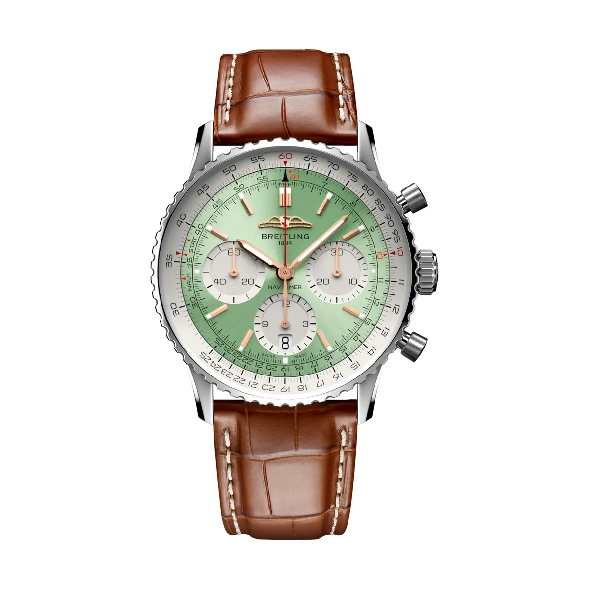 Navitimer B01 Chronograph 41Mm - Mint Green On Leather Strap 1