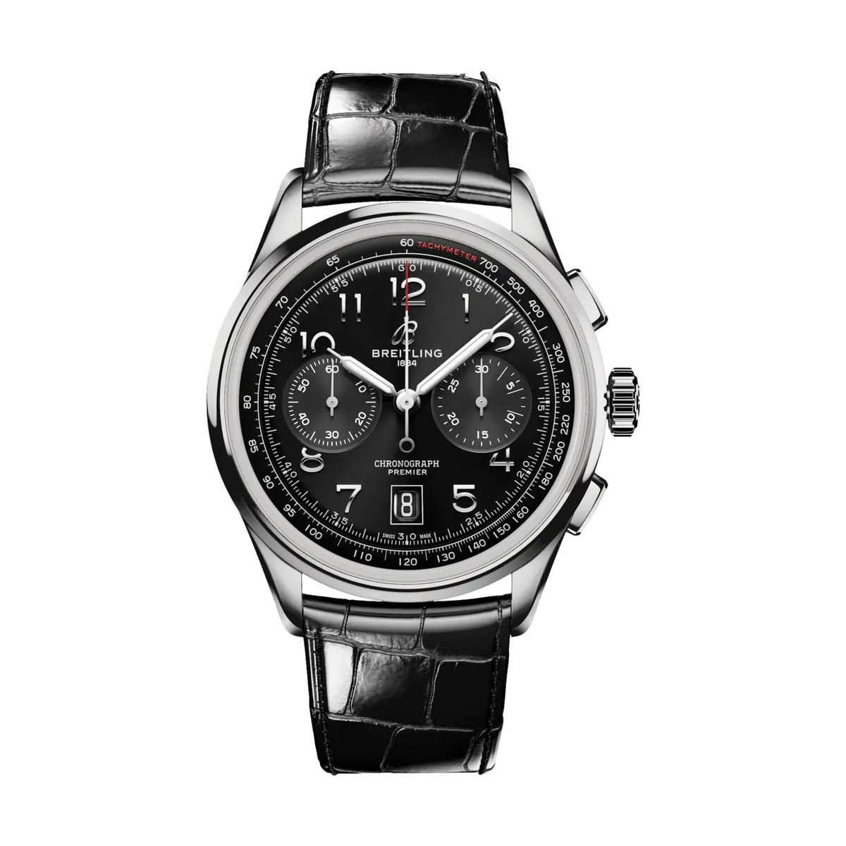 Premier B01 Chronograph 42Mm - Black On Leather Strap 1