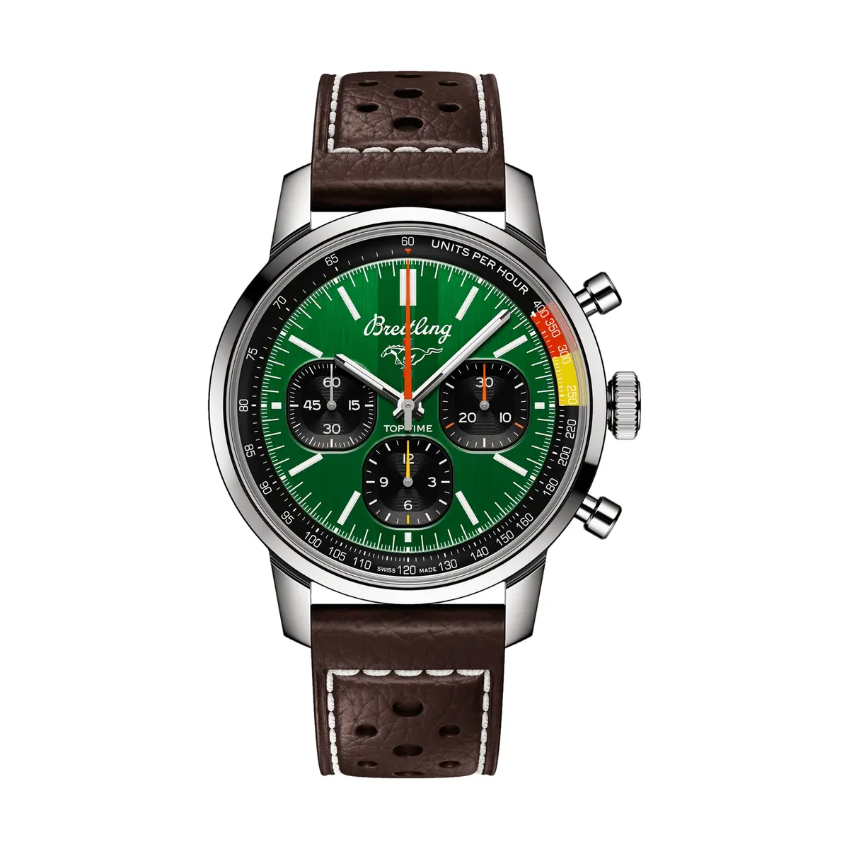 Top Time B01 Ford Mustang 41Mm  - Green On Leather Strap 1