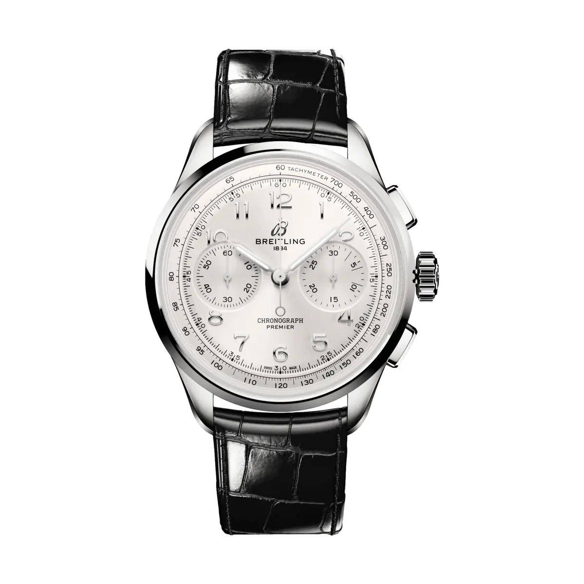 Premier B09 Chronograph 40Mm - Silver On Leather Strap 1