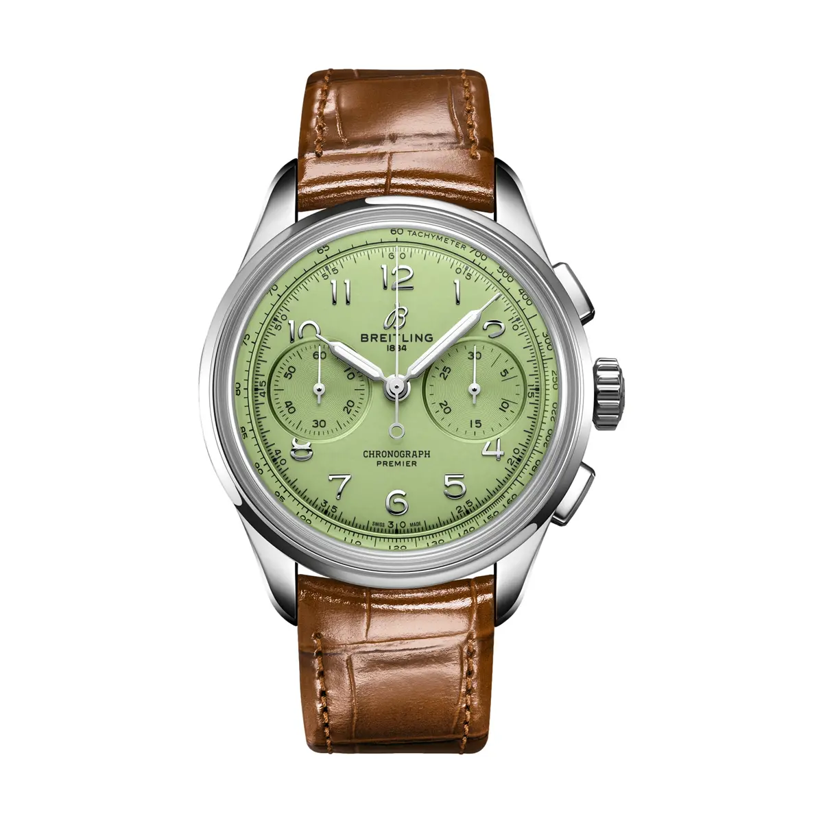 Premier B09 Chronograph 40Mm - Pistachio Green On Leather Strap 1