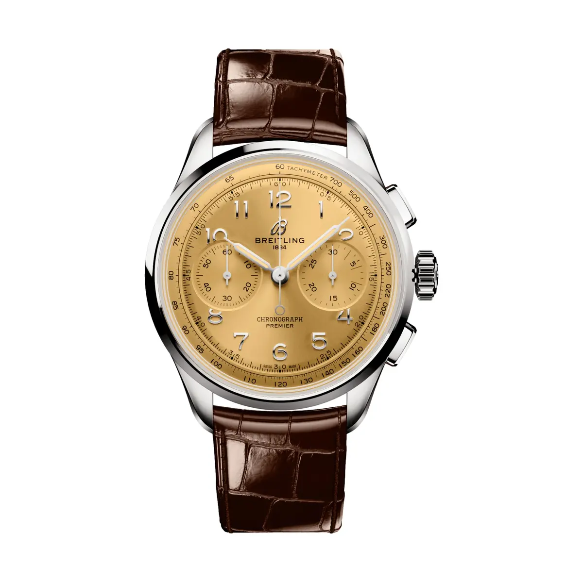 Premier B09 Chronograph 40Mm - Gold On Leather Strap 1