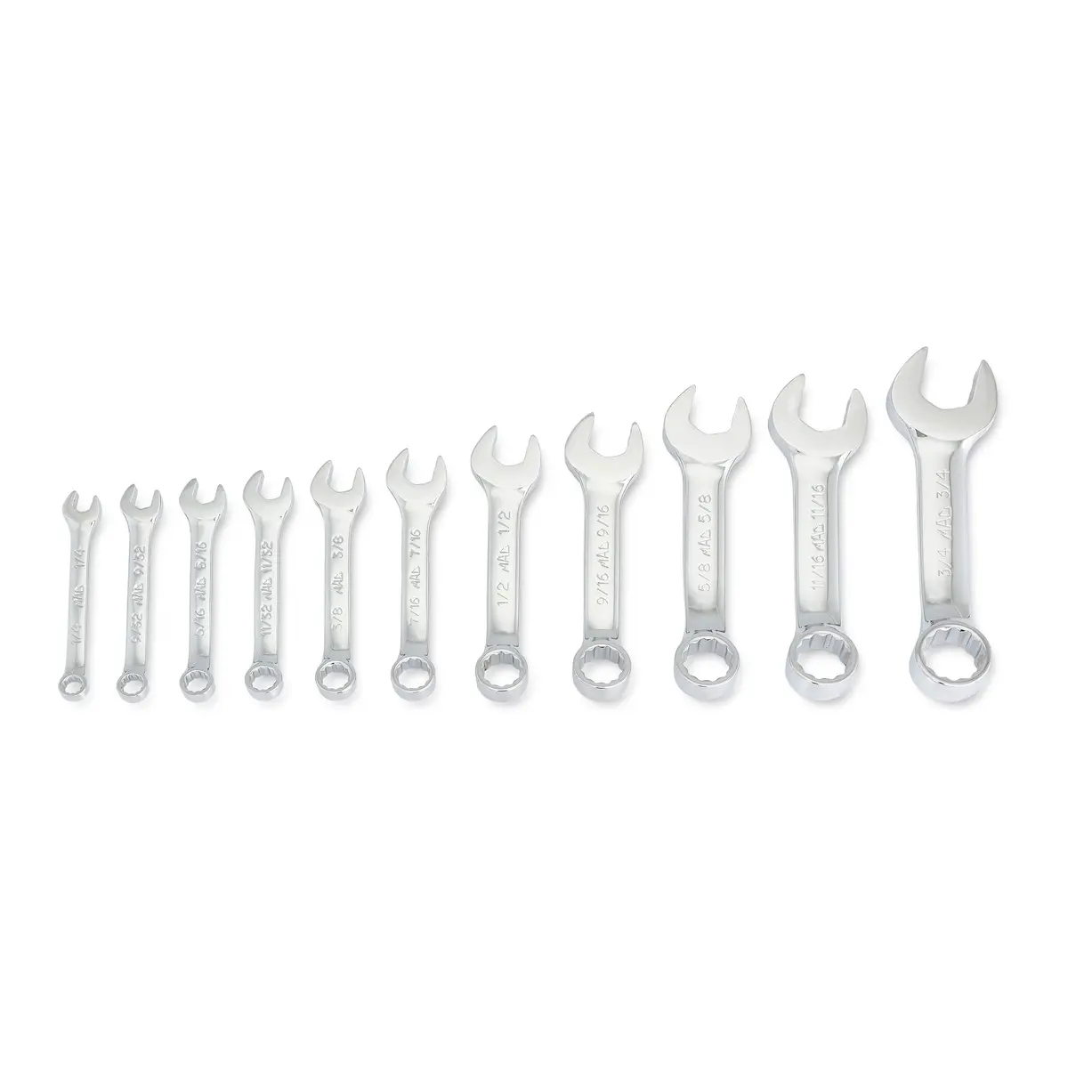 11-Pc. Sae Knuckle Saver Stubby Combination Wrench Set - 12-Pt. 1