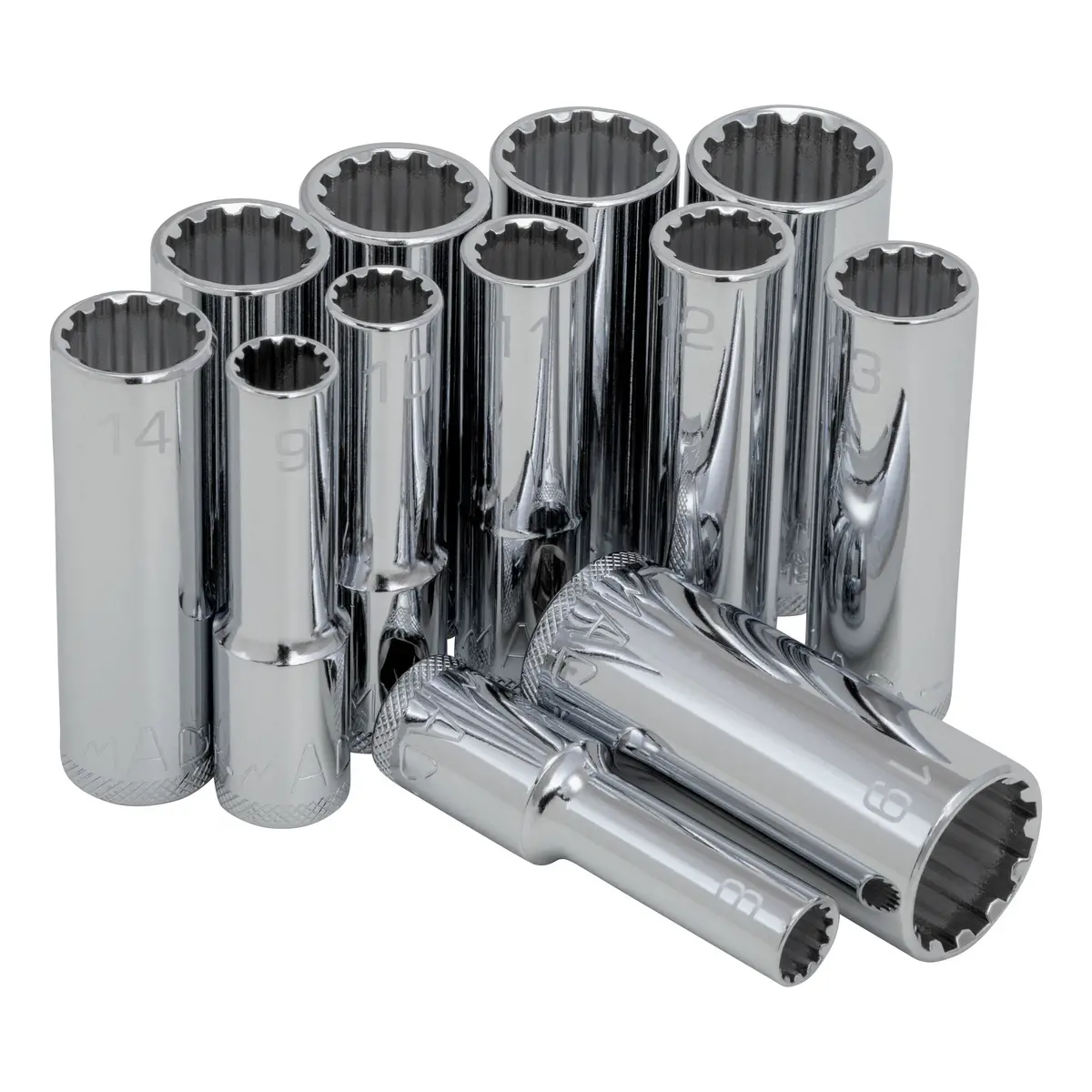 12-Pc. 3/8” Drive Metric Spherical Deep Socket Set 1