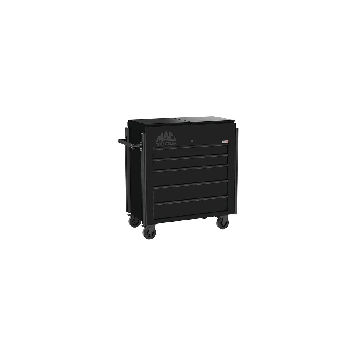 5-Drawer Utility Cart W/ Split Sliding Lid - Flat Black 1