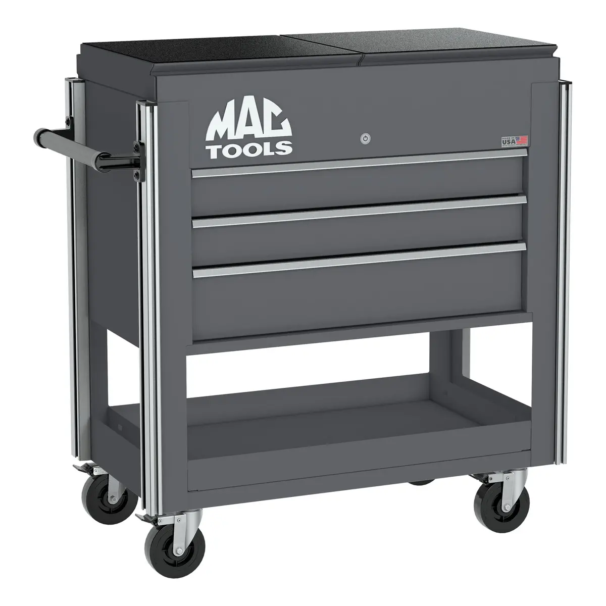 3-Drawer Utility Cart W/ Split Sliding Lid - Carbon Gray 1