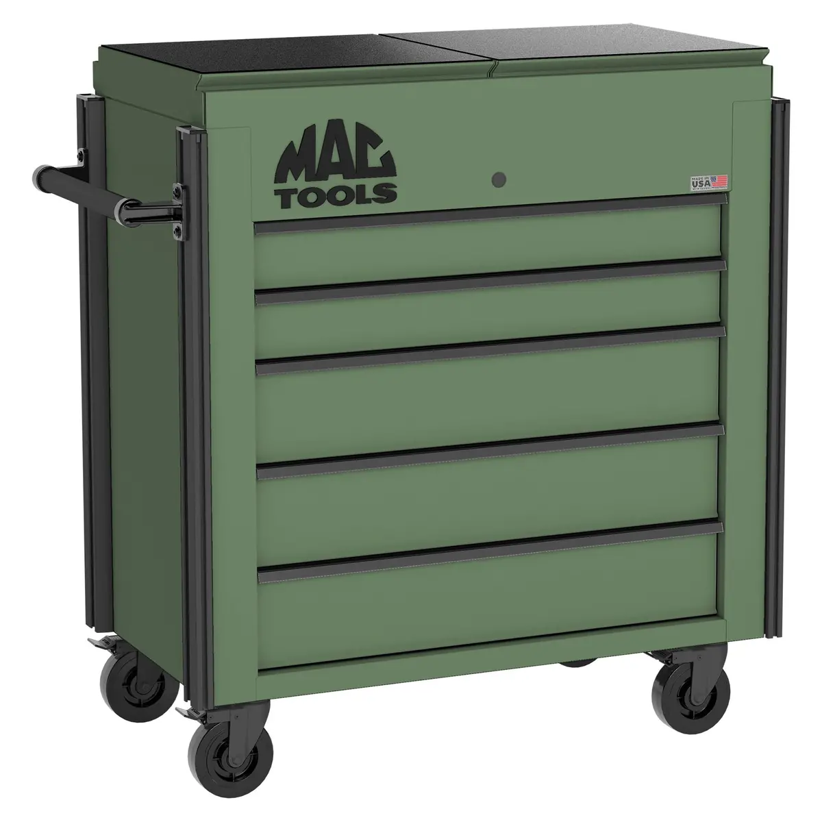 5-Drawer Utility Cart W/ Split Sliding Lid - Olive Green 1