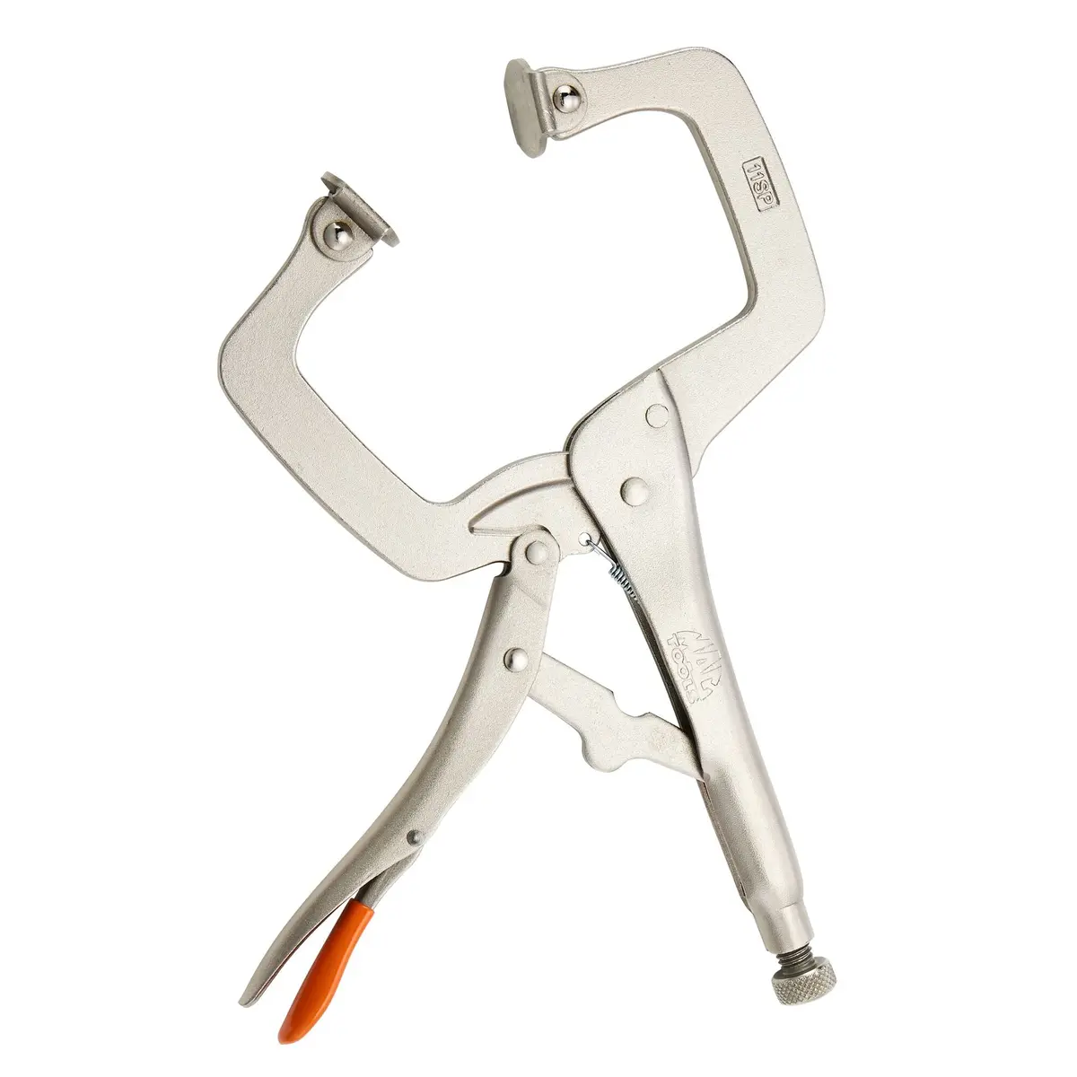 11" C-Clamp Trigger Release Locking Pliers With Swivel Pads  - Orange 1