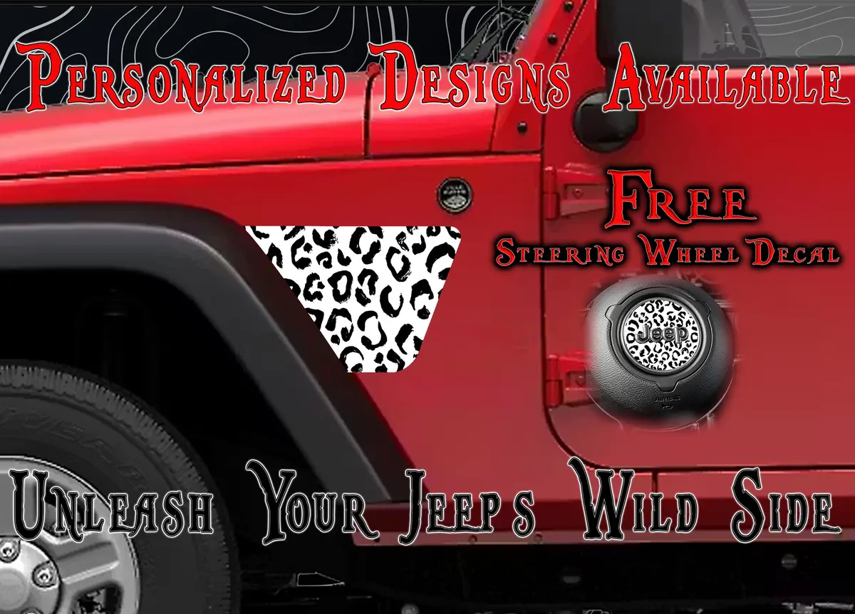 Black And White Leopard Print Jk Fender Decals Fits 2007-2018 1